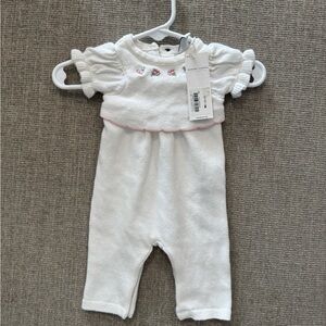 Janie and Jack White Bodysuit with Pink Accents